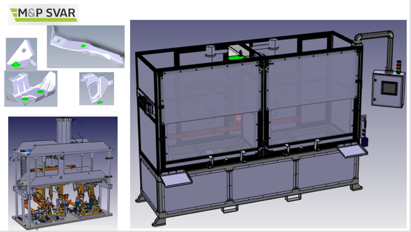 Project Škoda - Octavia IIII SK 38 / welding workplace for 4 pieces of weldments (screws + nuts). Overlapping production. Serves only 1 employee