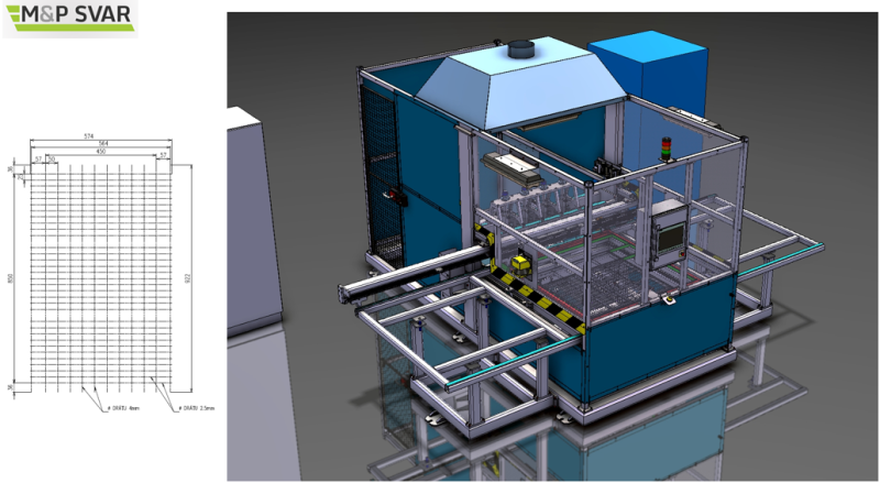 Ikea and Lidl shelving project - welding of nets up to 1000x10000 mm. Medium frequency welding. Overlapping production. Serves only 1 employee.